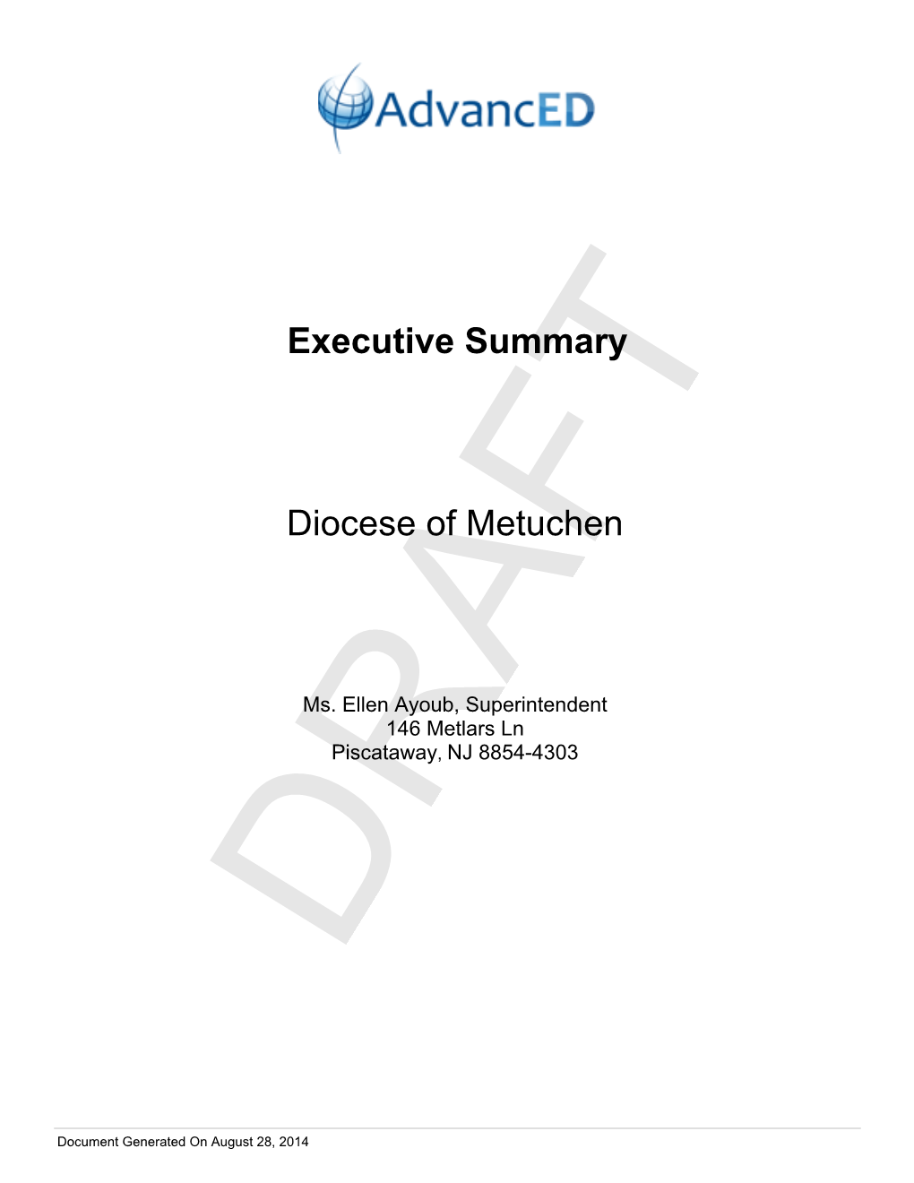 Executive Summary Diocese of Metuchen