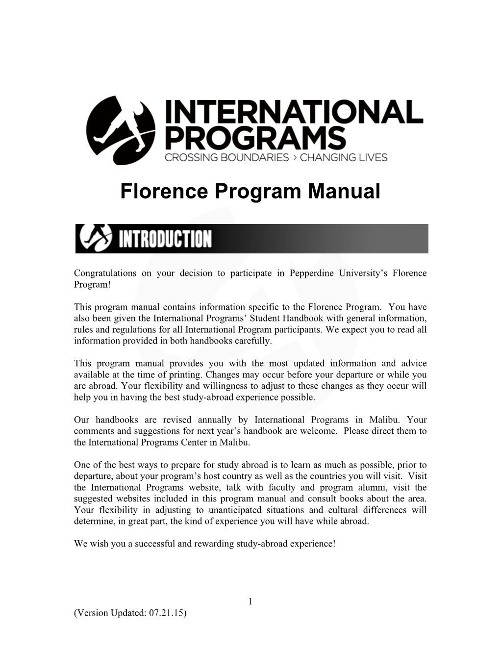 Florence Program Manual