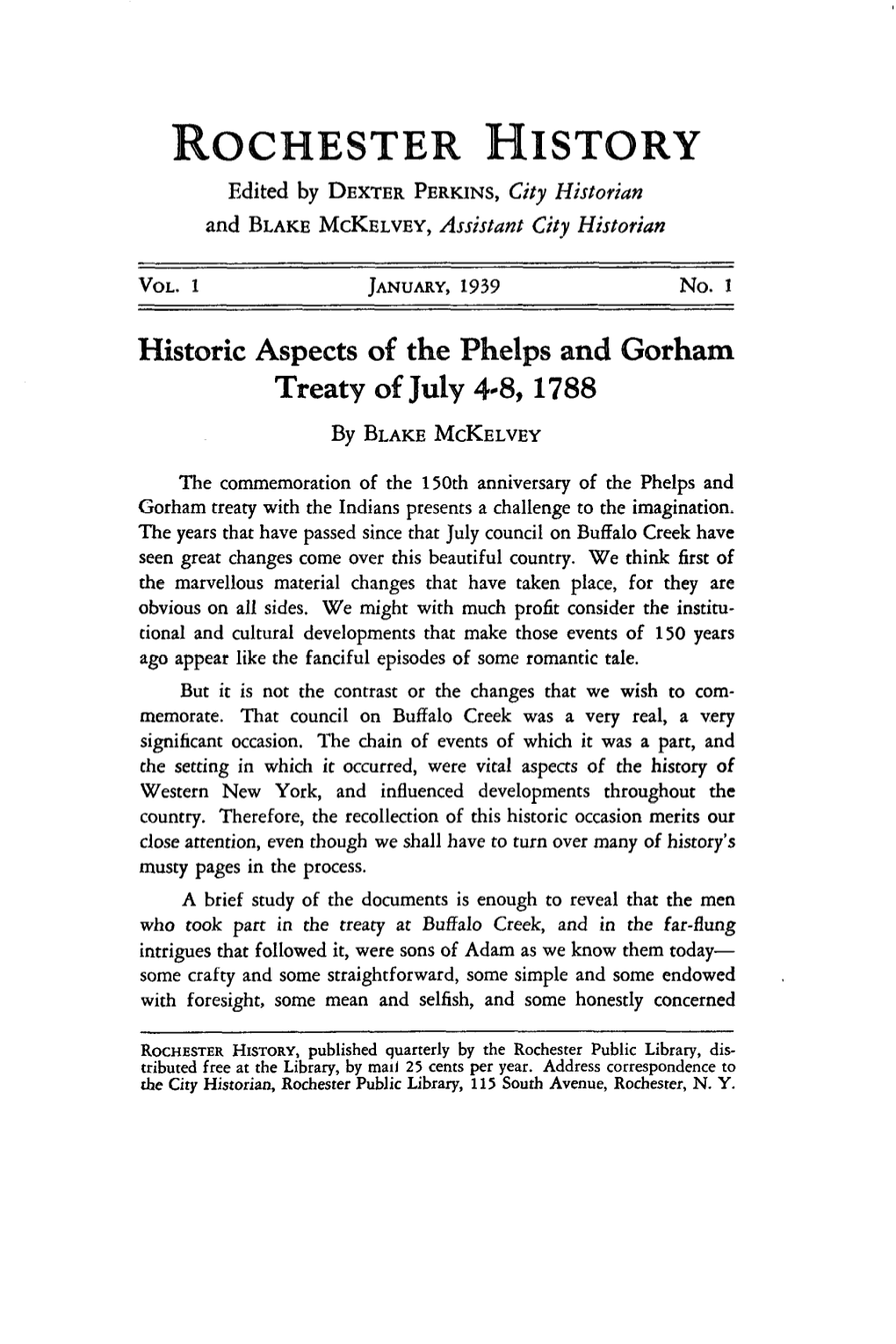 Historic Aspects of the Phelps and Gorham Treaty of July 4-8, 1788