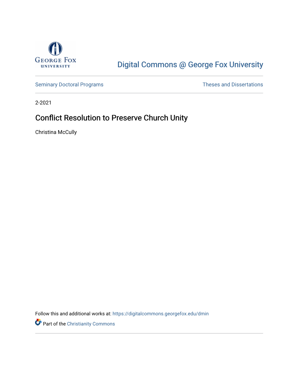 Conflict Resolution to Preserve Church Unity