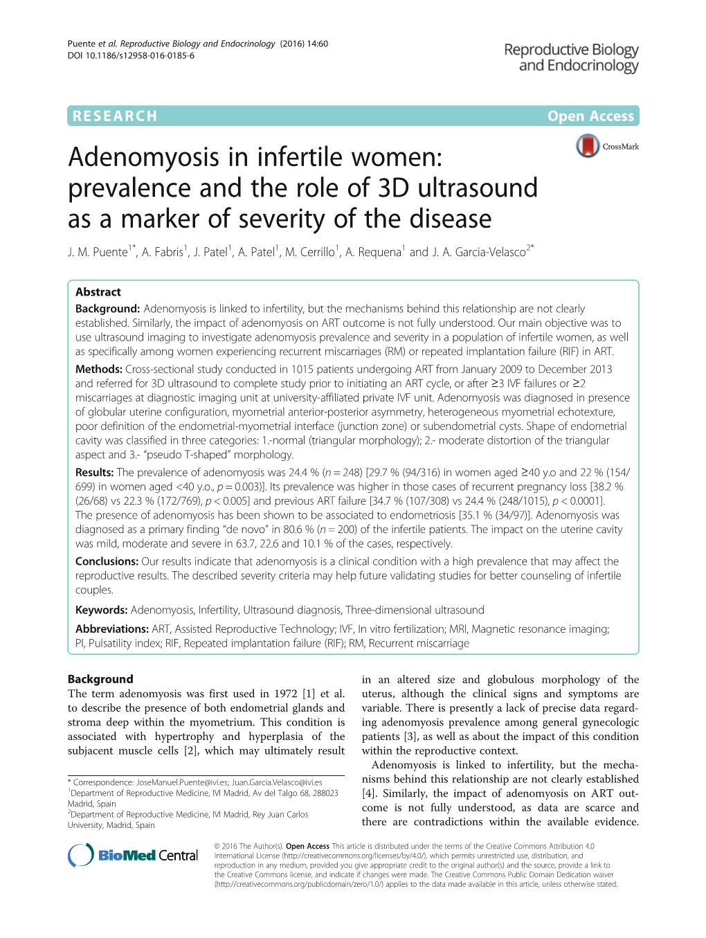 Adenomyosis in Infertile Women: Prevalence and the Role of 3D Ultrasound As a Marker of Severity of the Disease J