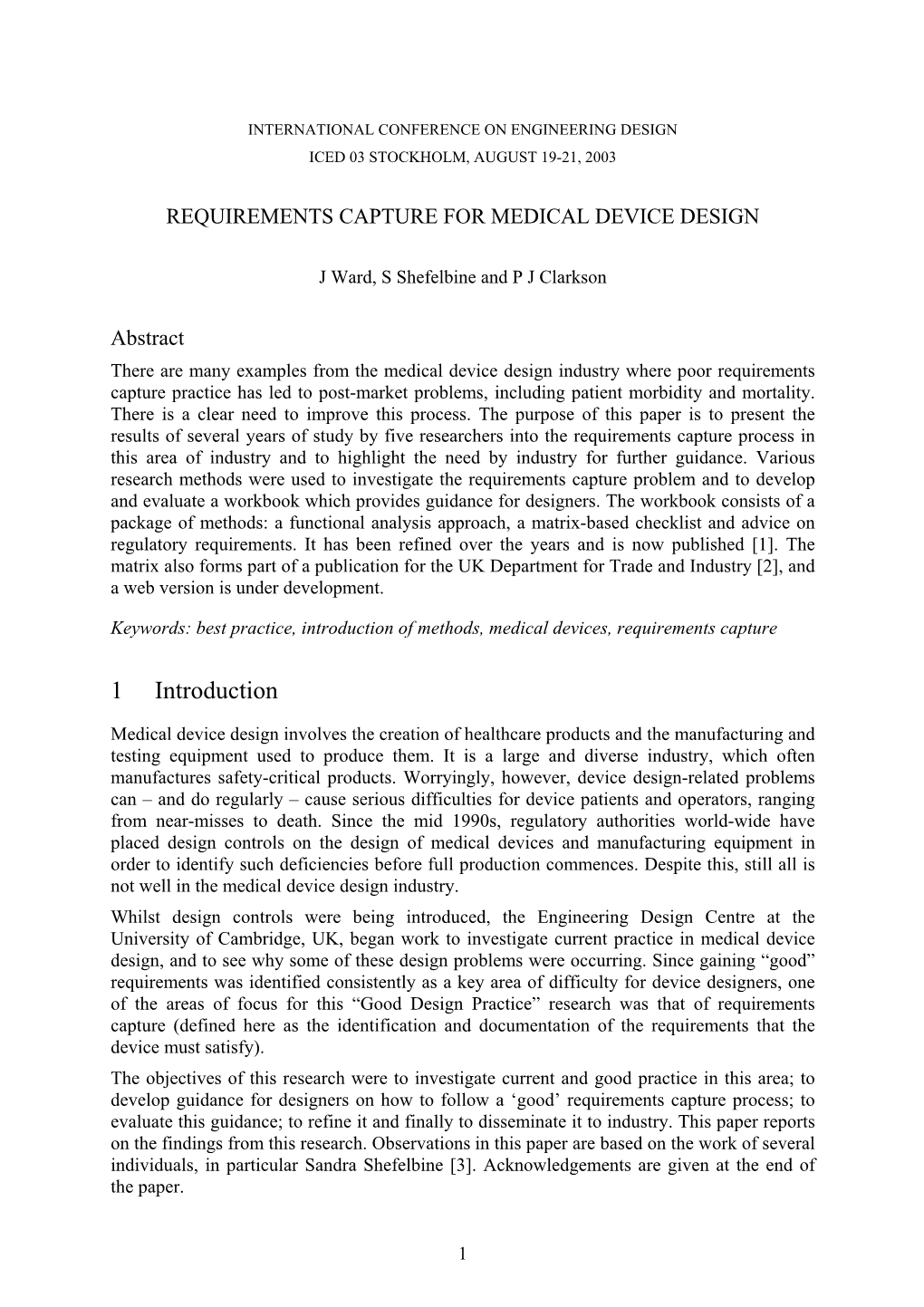 Requirements Capture for Medical Device Design