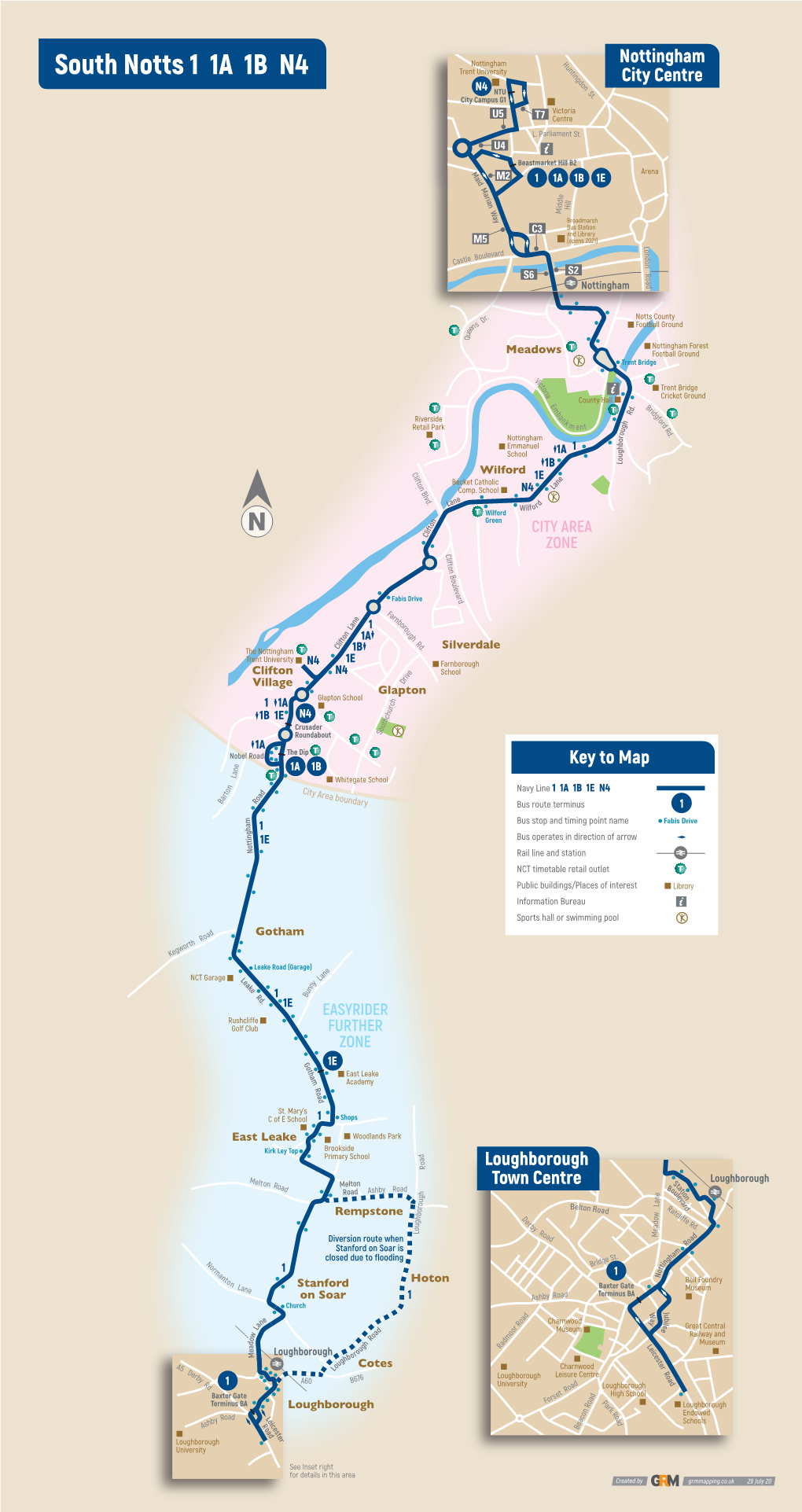 Navy Line 1 1A 1B 1E N4 T D Cit R a Y Are a O a Bou B R Nda Ry Bus Route Terminus 1