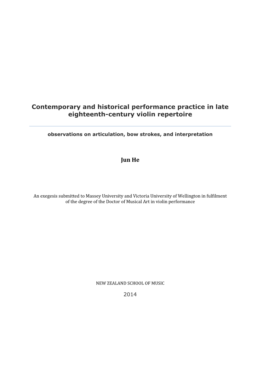 Contemporary and Historical Performance Practice in Late Eighteenth-Century Violin Repertoire