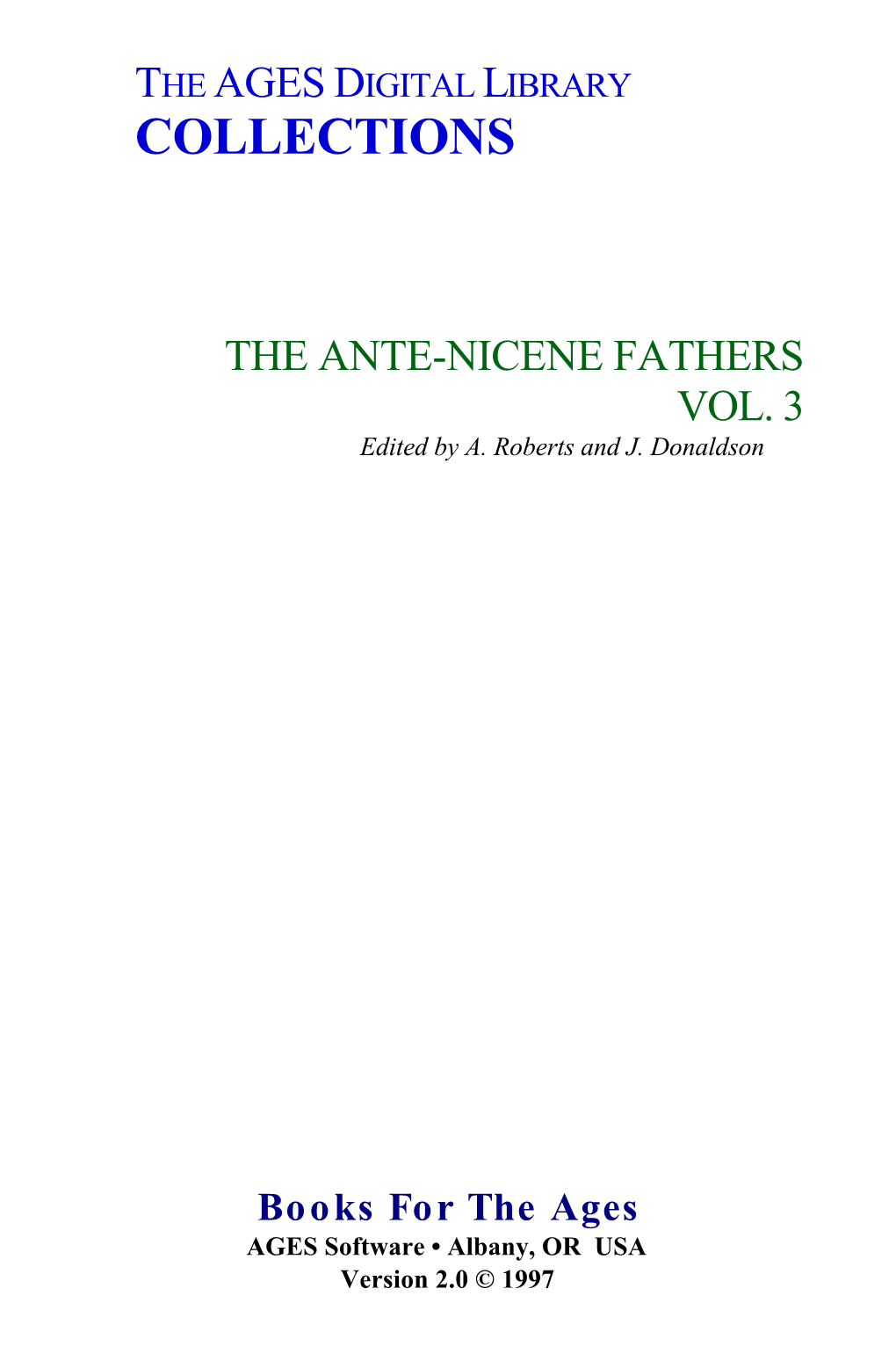 Fathers, Ante-Nicene