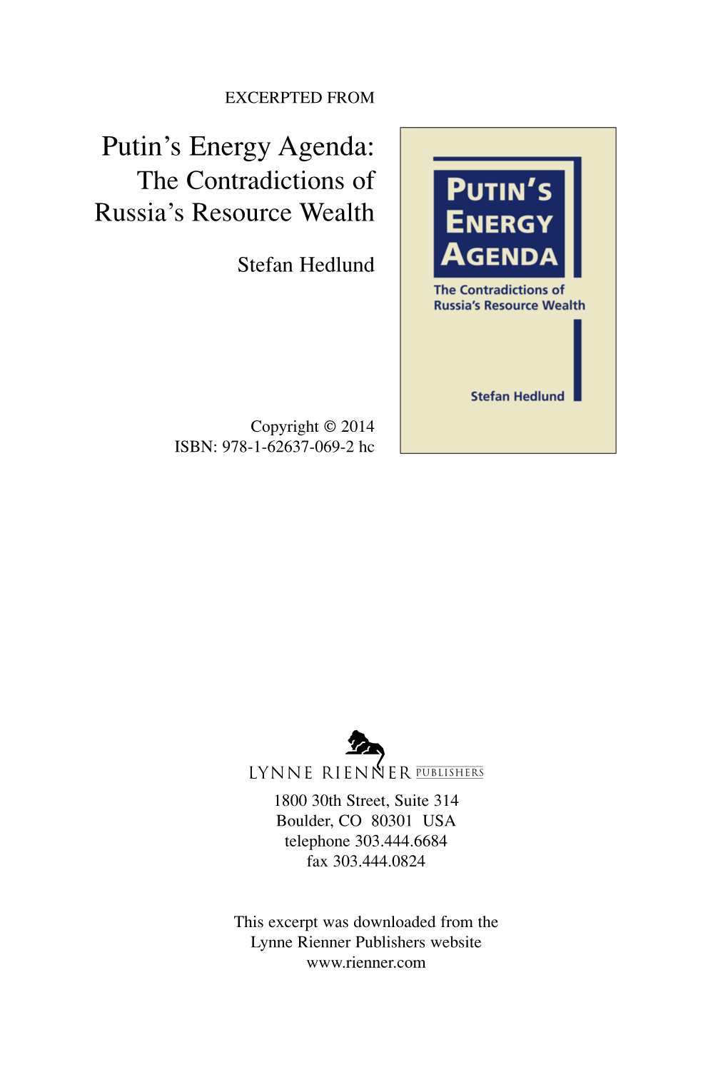 Putin's Energy Agenda