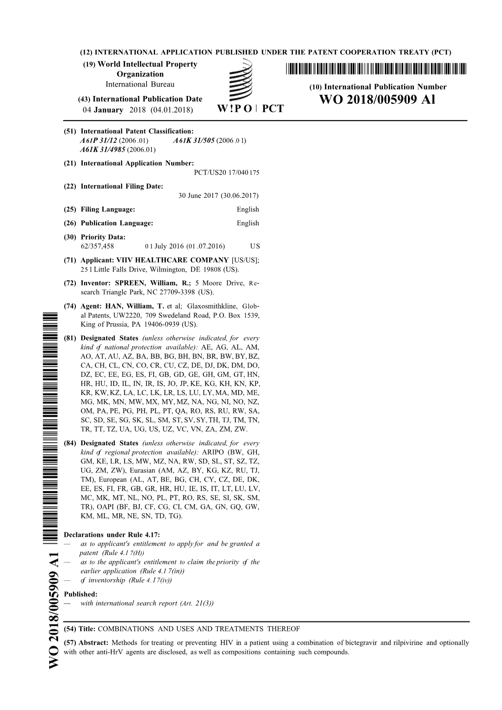 WO 2018/005909 Al 04 January 2018 (04.01.2018) W !P O PCT