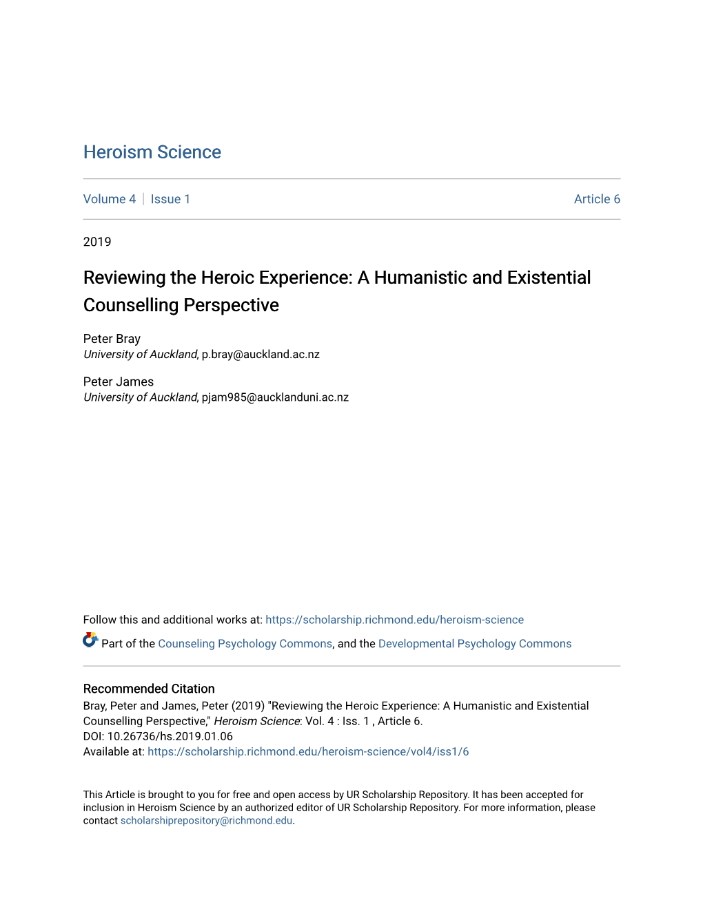 Reviewing the Heroic Experience: a Humanistic and Existential Counselling Perspective