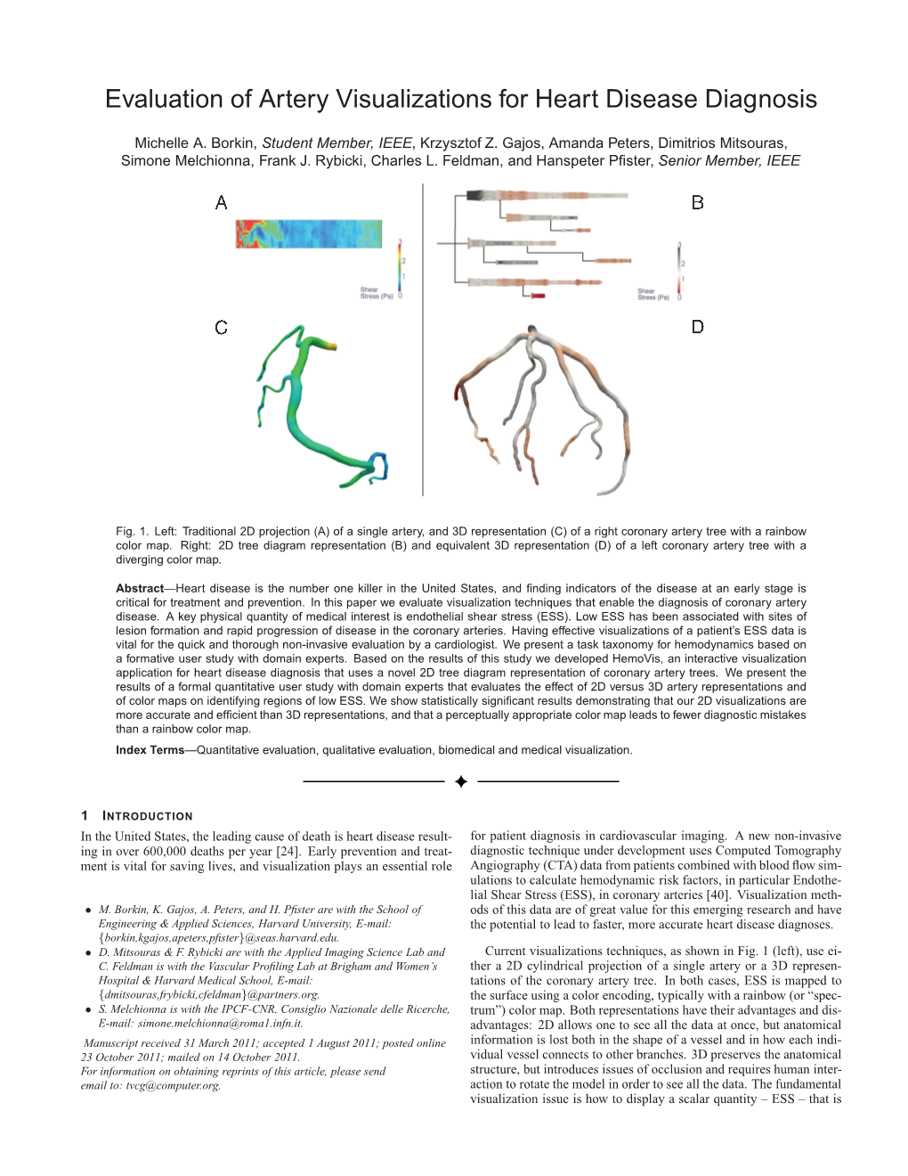 Evaluation of Artery Visualizations for Heart Disease Diagnosis