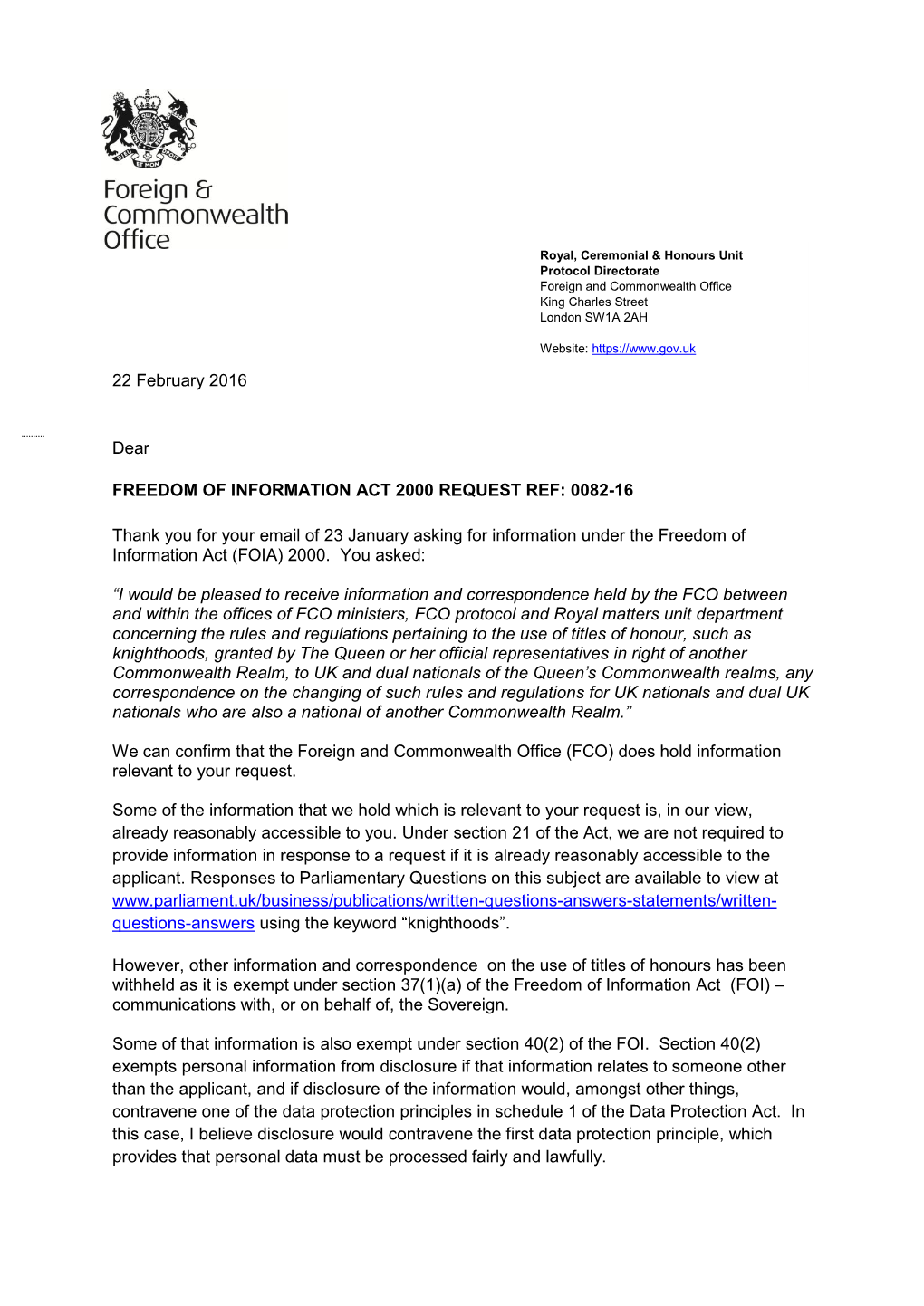 FOI Letter Template