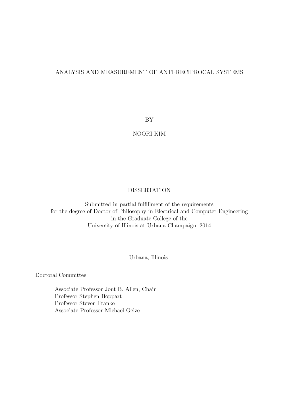 Analysis and Measurement of Anti-Reciprocal Systems By