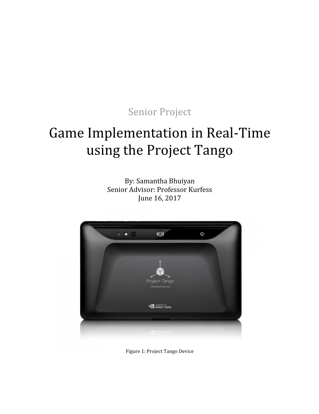 Game Implementation in Real-Time Using the Project Tango