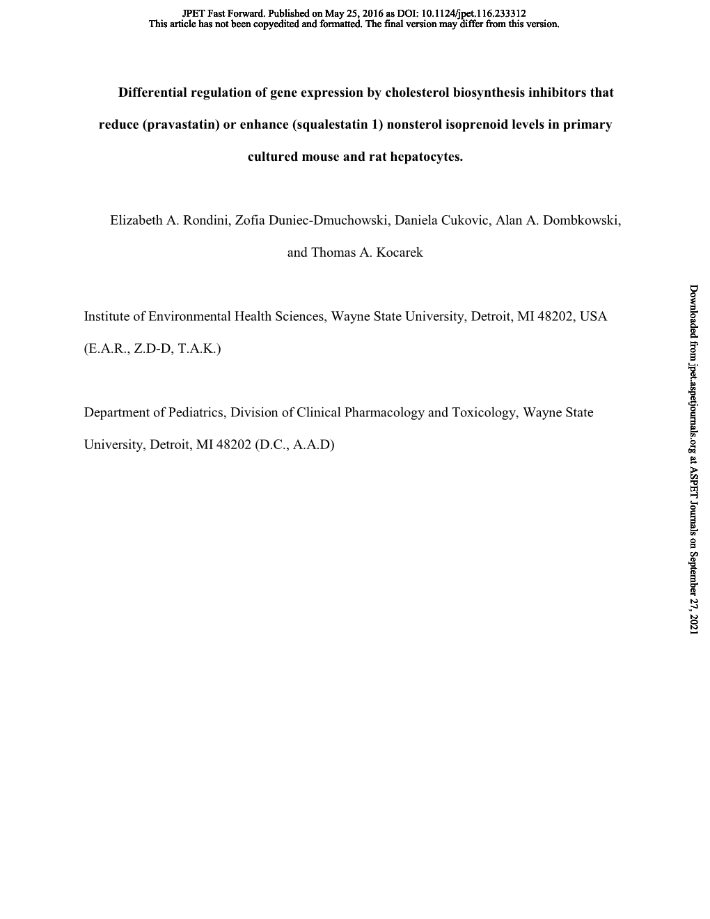 Differential Regulation of Gene Expression by Cholesterol Biosynthesis Inhibitors That Reduce (Pravastatin) Or Enhance (Squalest