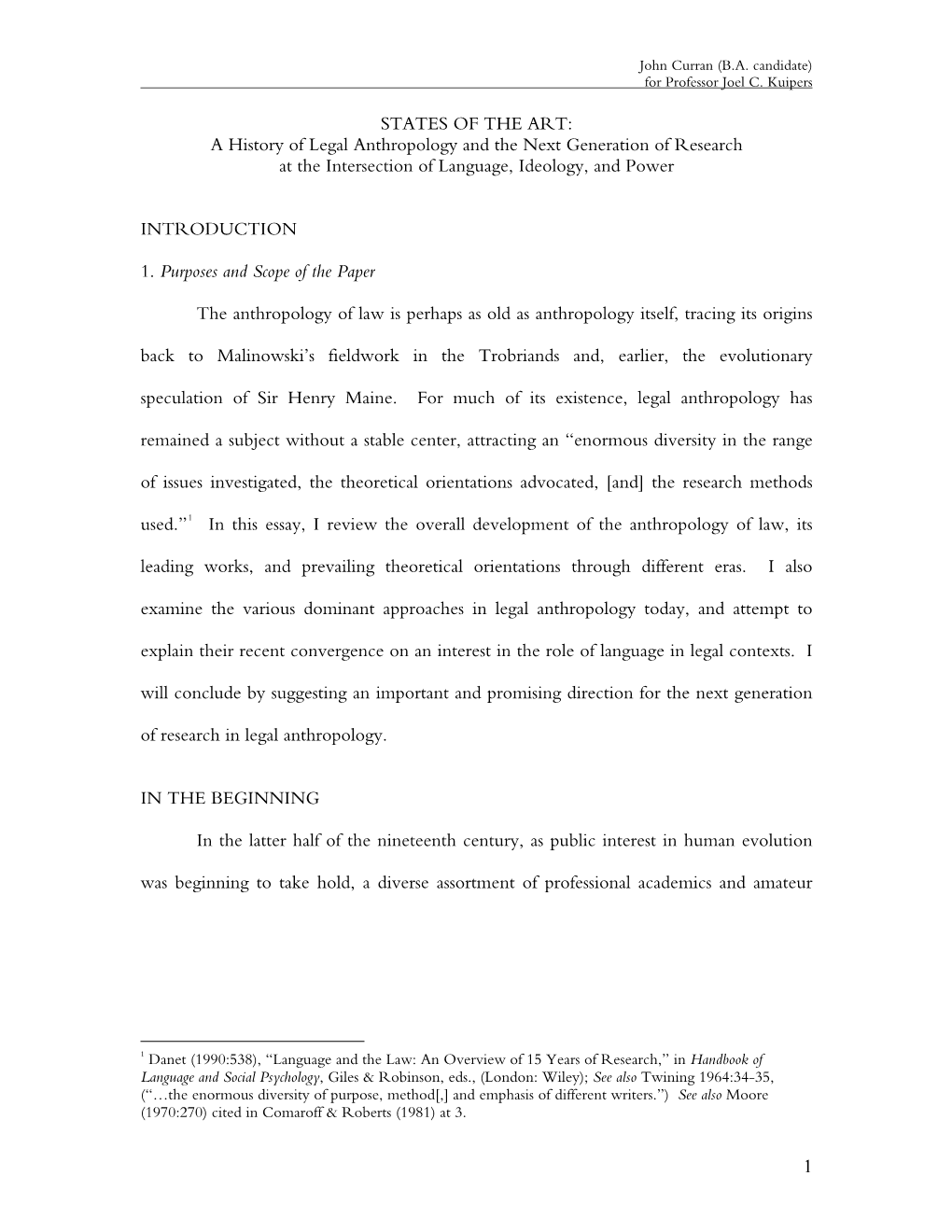 A History of Legal Anthropology and the Next Generation of Research at the Intersection of Language, Ideology, and Power