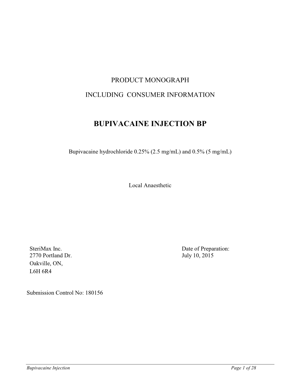 Bupivacaine Injection Bp