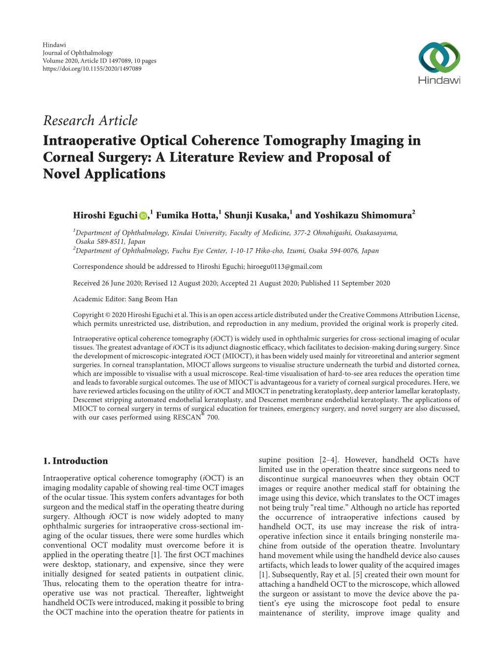 Intraoperative Optical Coherence Tomography Imaging in Corneal Surgery: a Literature Review and Proposal of Novel Applications