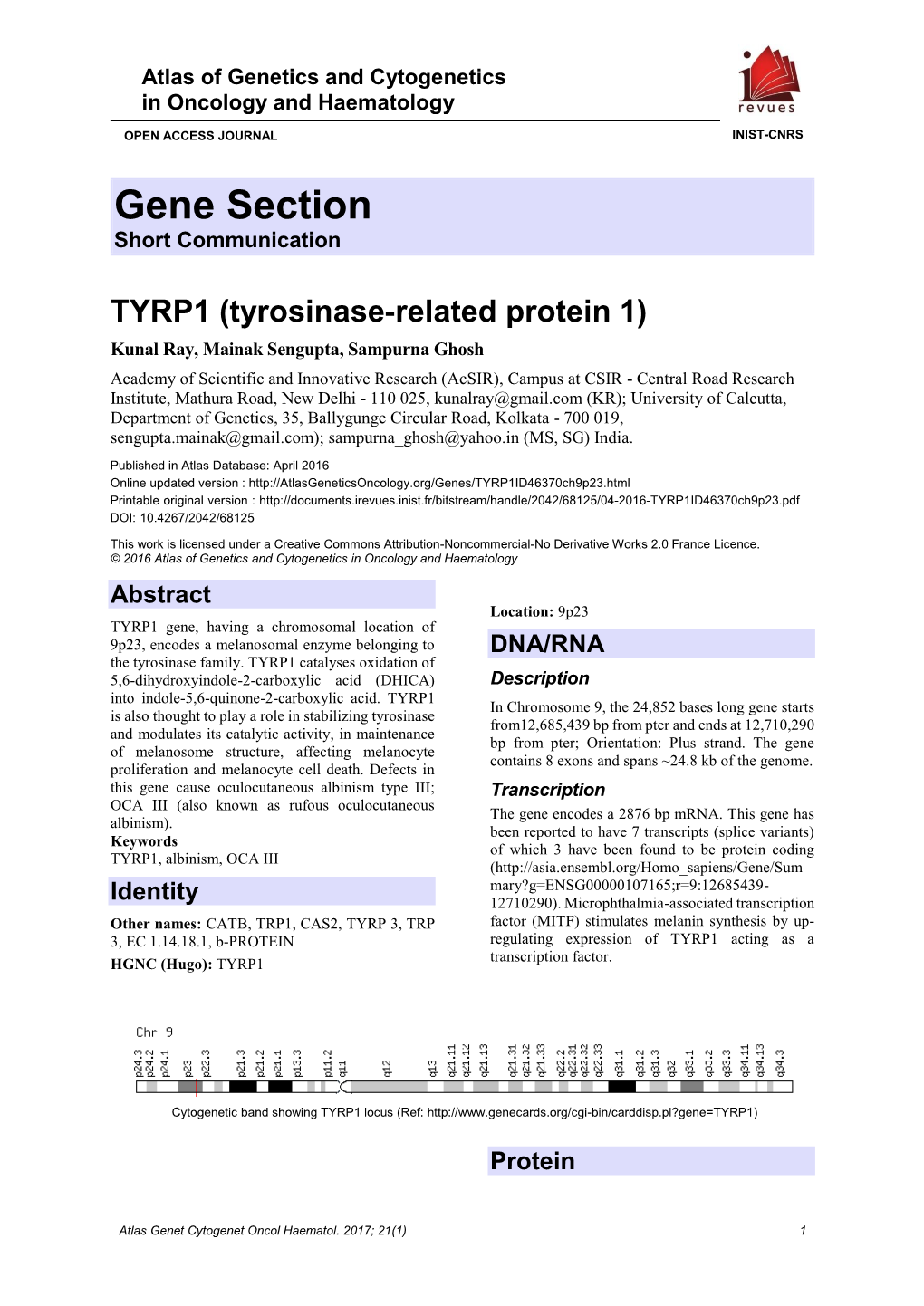 Gene Section Short Communication