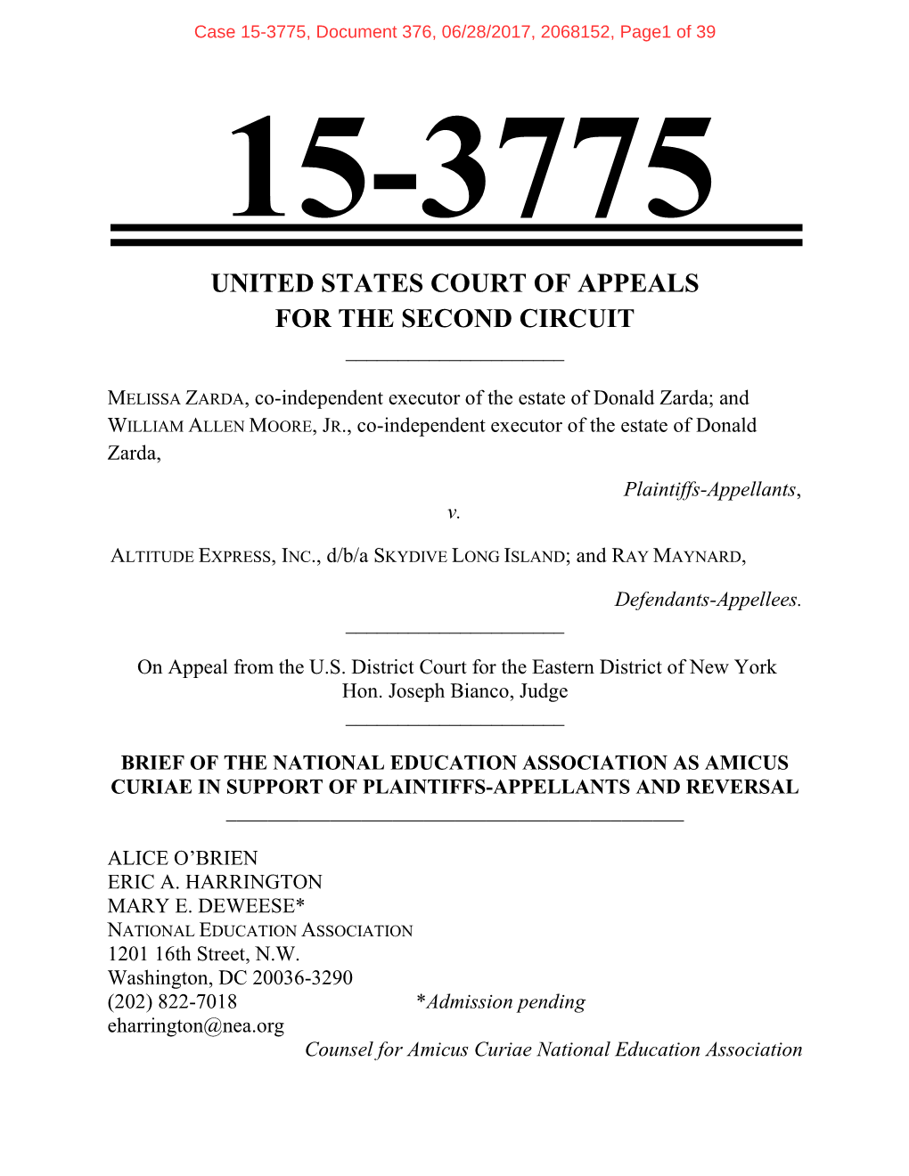 2017.06.12 Amicus Brief of NEA in Zarda V Altitude