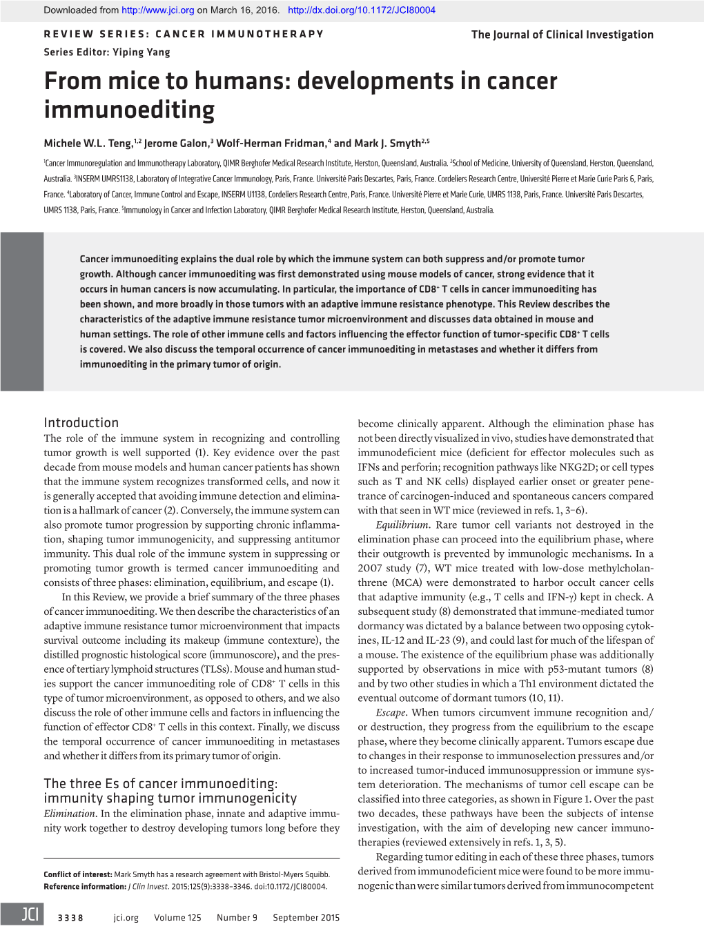 Developments in Cancer Immunoediting