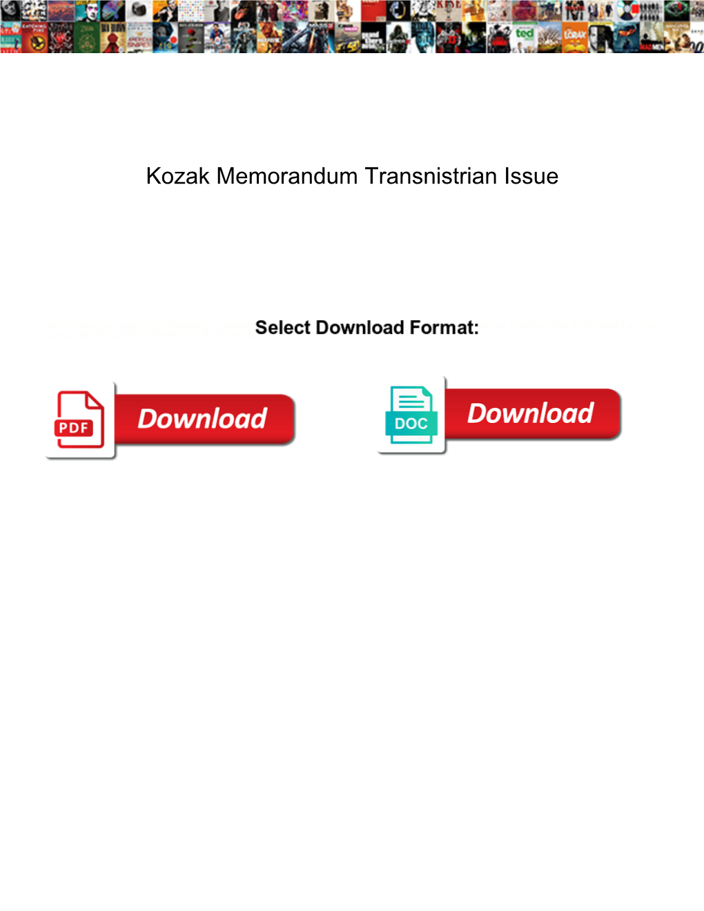 Kozak Memorandum Transnistrian Issue