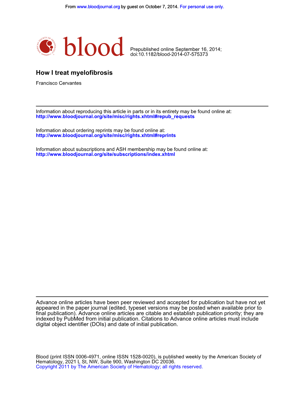 How I Treat Myelofibrosis