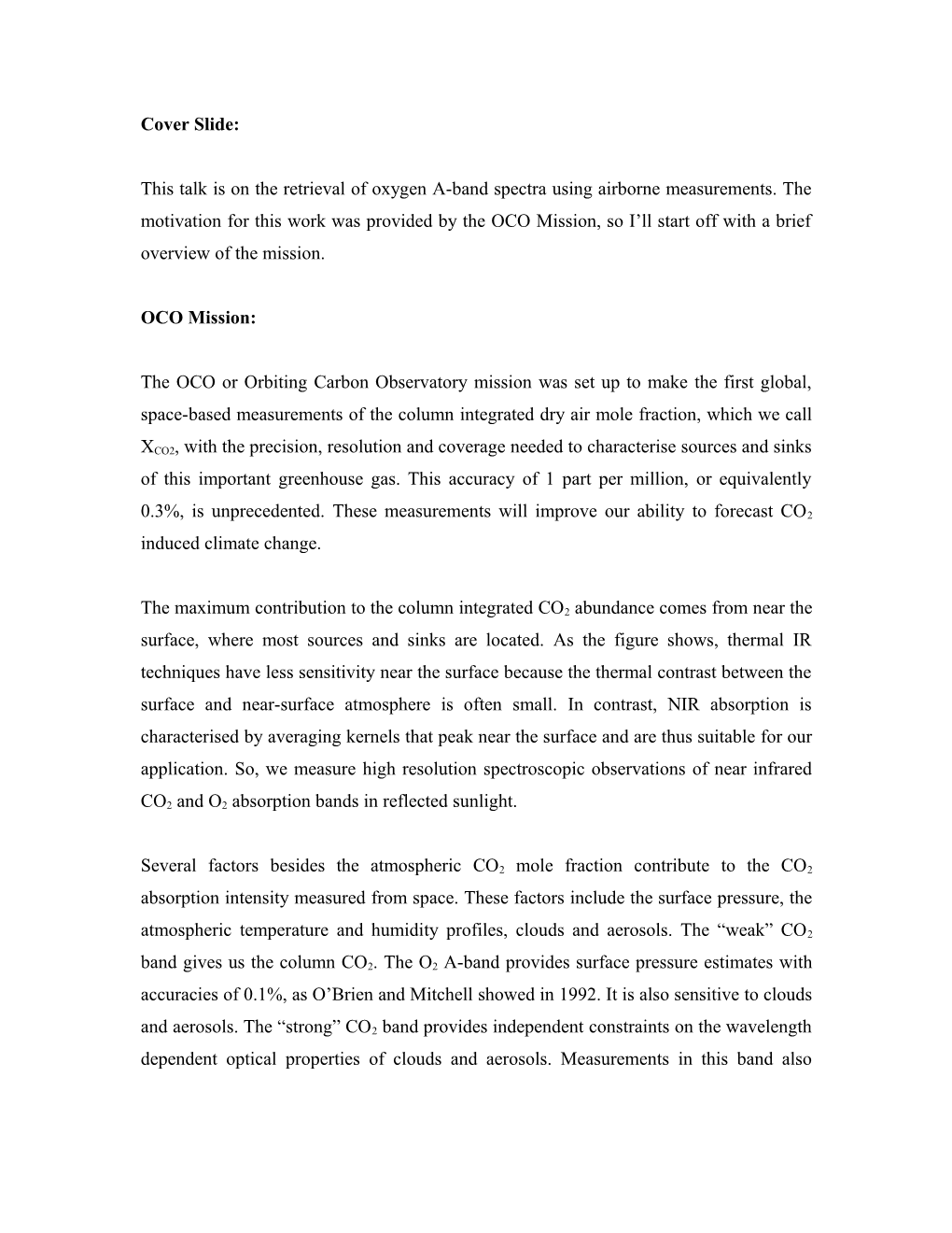 Retrieval of O Brien (CSIRO, Australia) Spectra