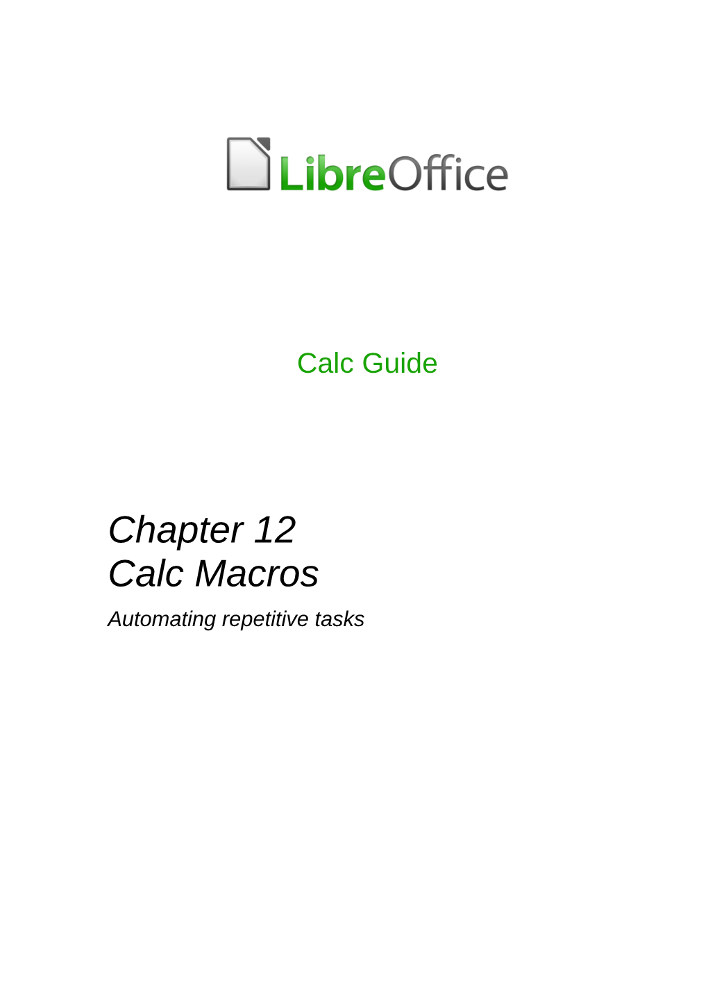 Chapter 12 Calc Macros Automating Repetitive Tasks Copyright