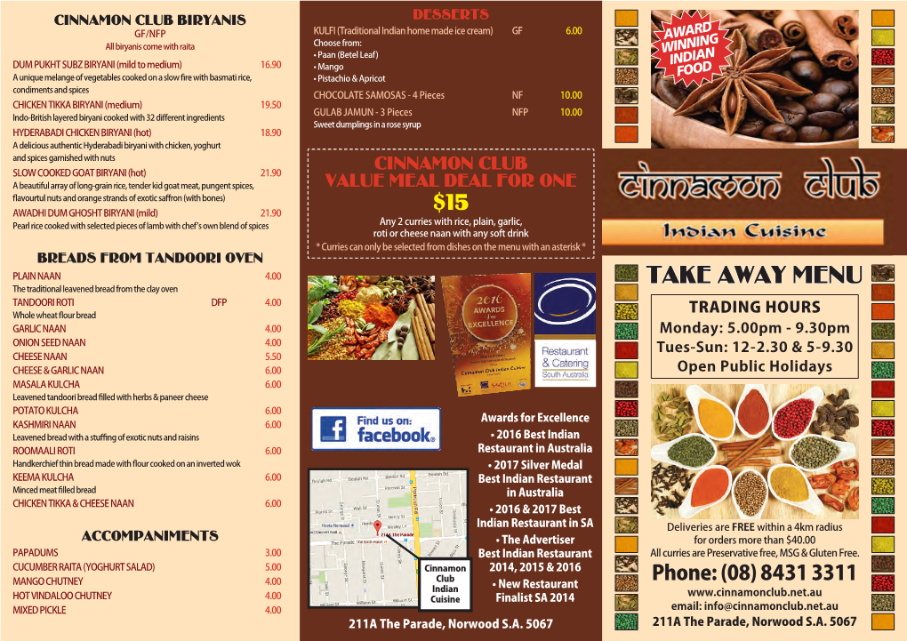 Take Away Menu