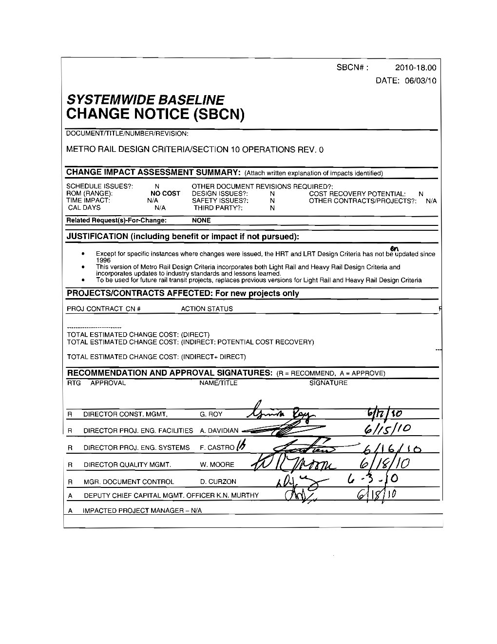 Metro Rail Design Criteria Section 10 Operations