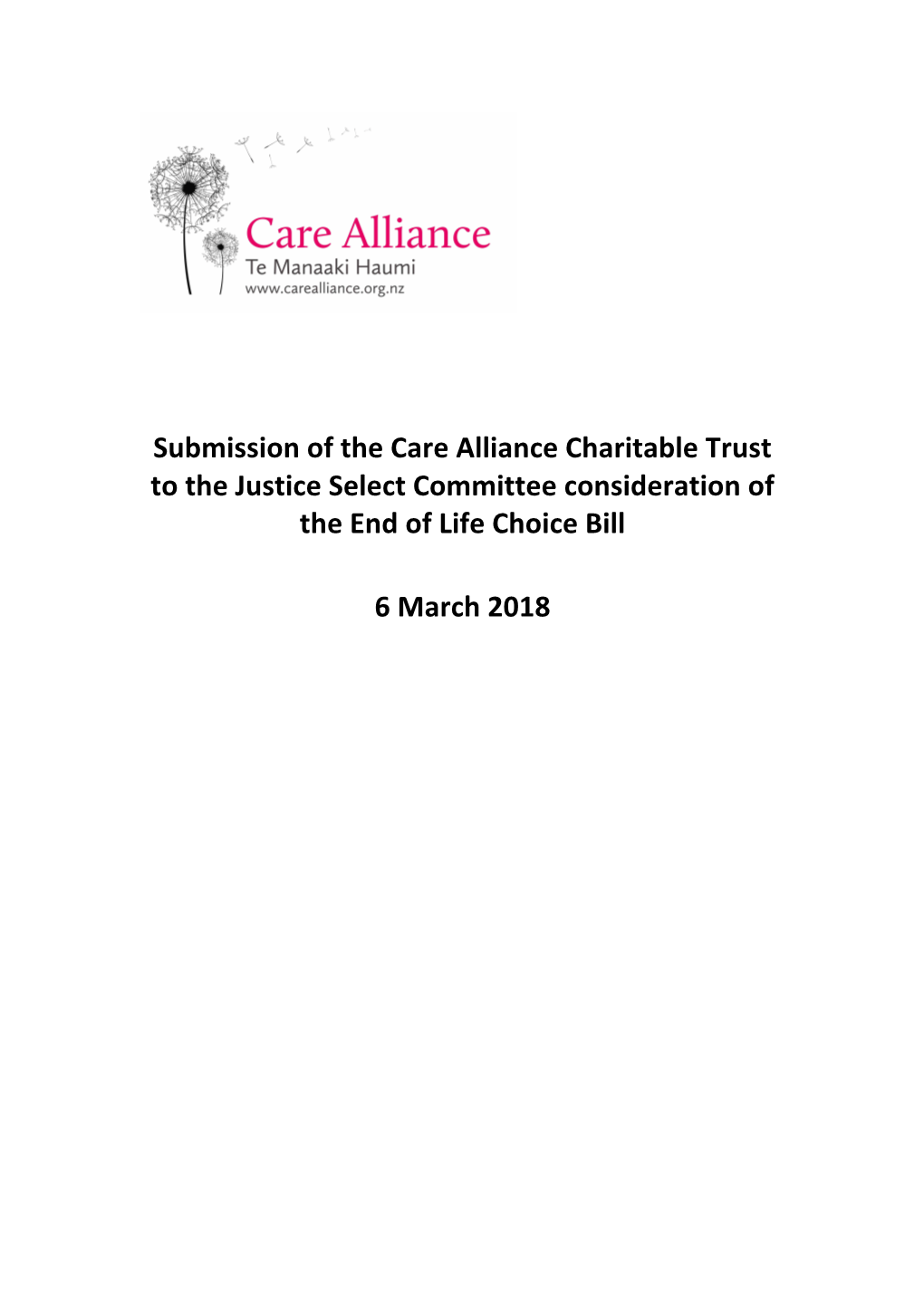 Care Alliance Submission to Justice Select Committee FINAL March 6