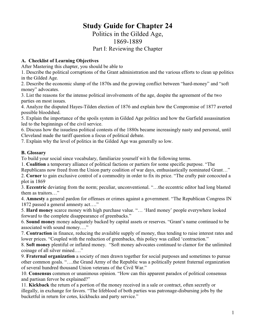 Study Guide for Chapter 24