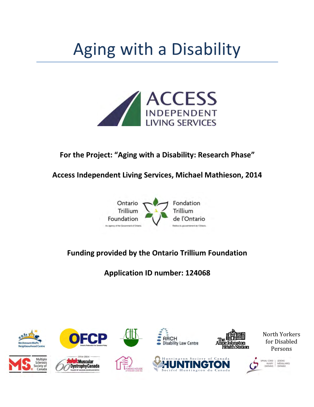 Aging with a Disability – Focus Group Report