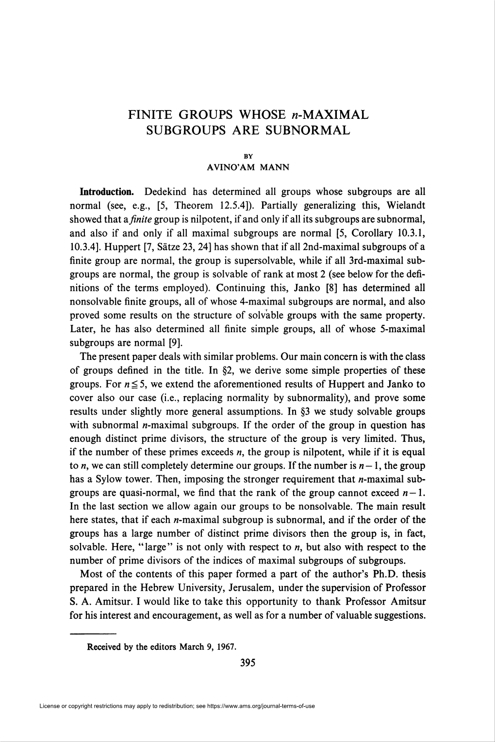 Finite Groups Whose «-Maximal Subgroups Are Subnormal