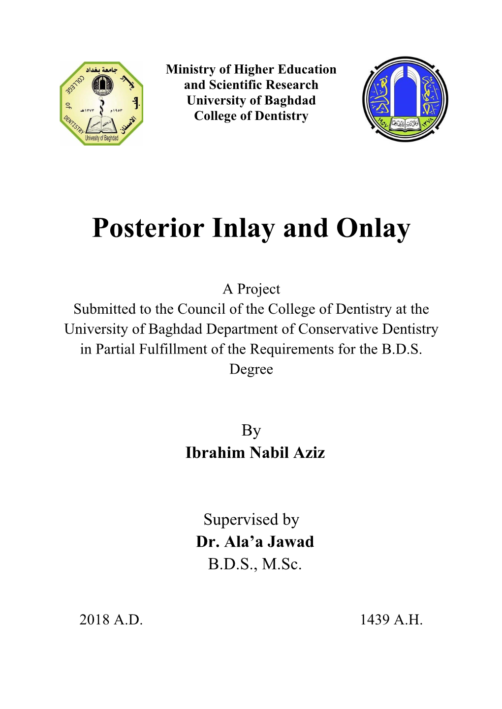 Posterior Inlay and Onlay