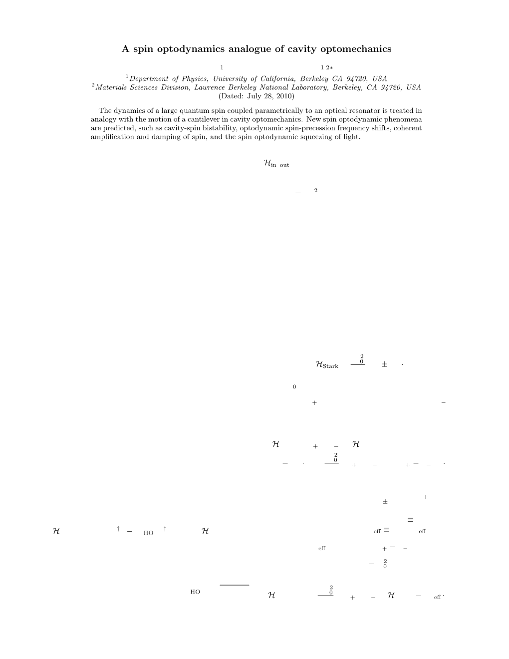 A Spin Optodynamics Analogue of Cavity Optomechanics