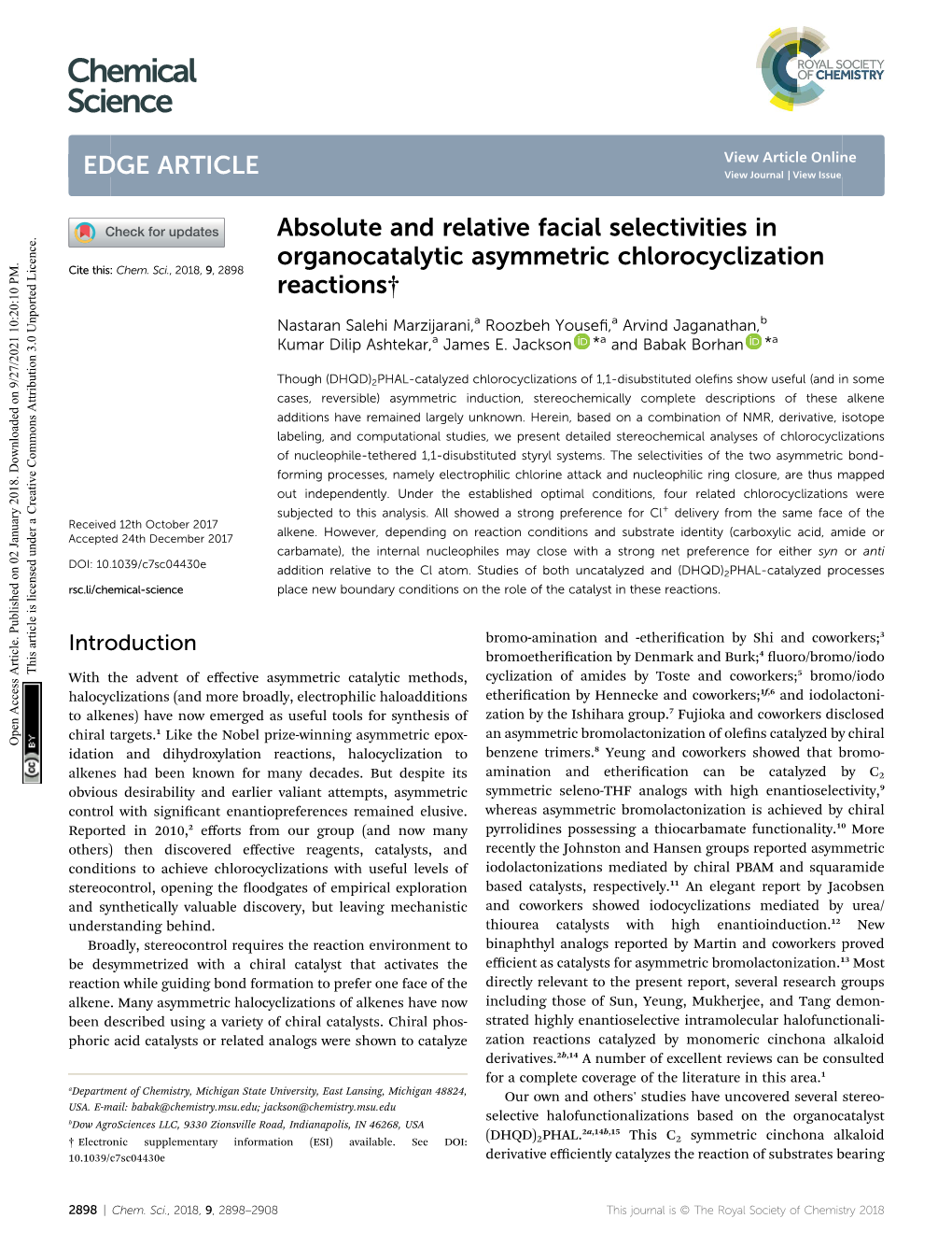 Absolute and Relative Facial Selectivities in Organocatalytic Asymmetric Chlorocyclization Reactions