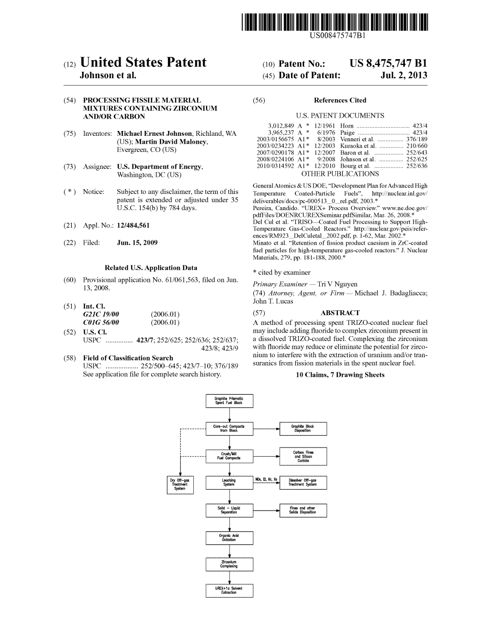 (12) United States Patent (10) Patent No.: US 8.475,747 B1 Johnson Et Al