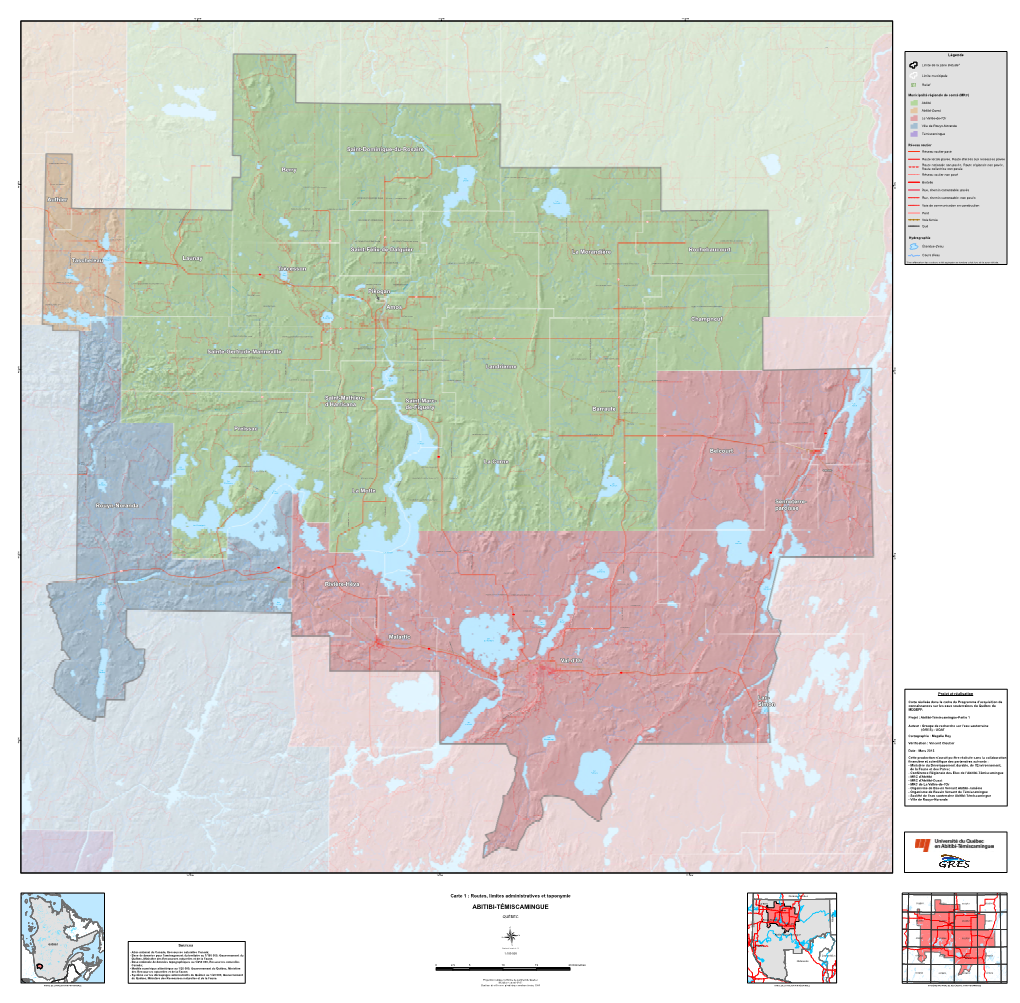 Carte 1 : Routes, Limites Administratives Et Toponymie Nord-Du-Québec