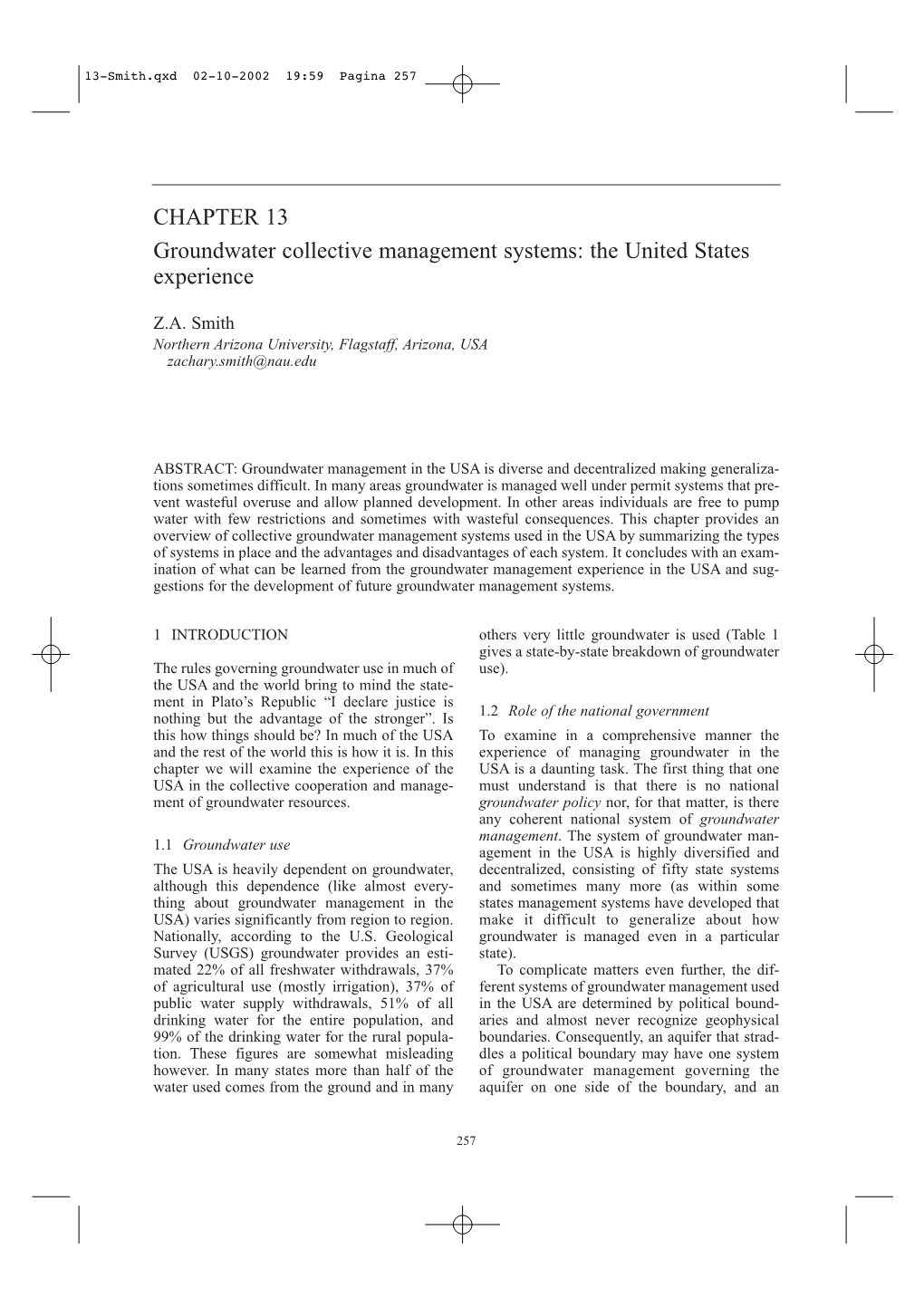 CHAPTER 13 Groundwater Collective Management Systems: the United States Experience