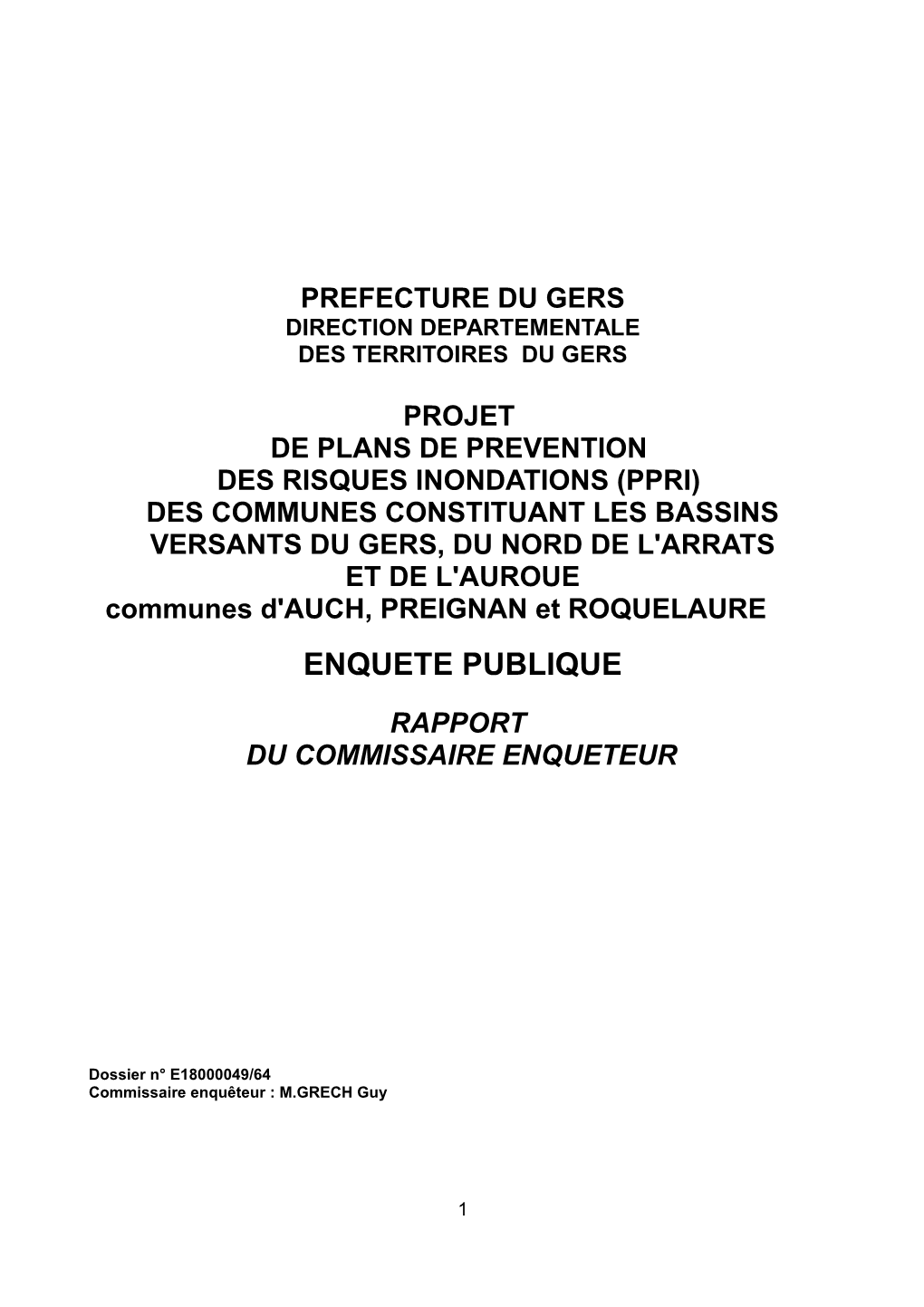 EP PPRI BASSIN VERSANT DU GERS Communes D'auch