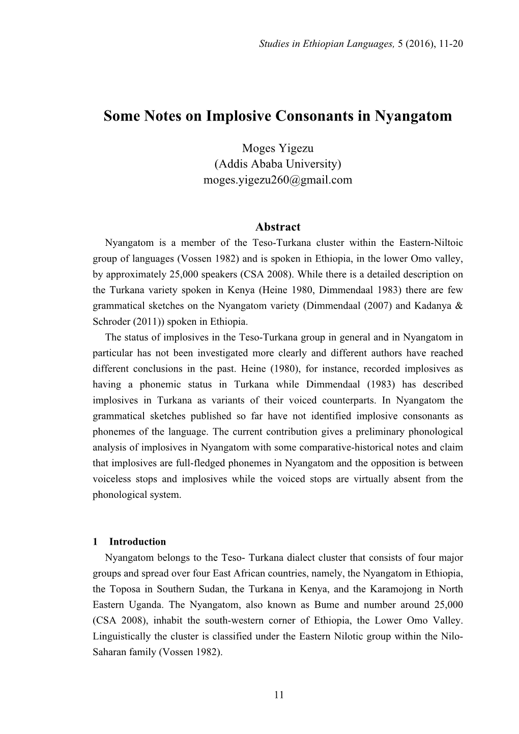 Some Notes on Implosive Consonants in Nyangatom