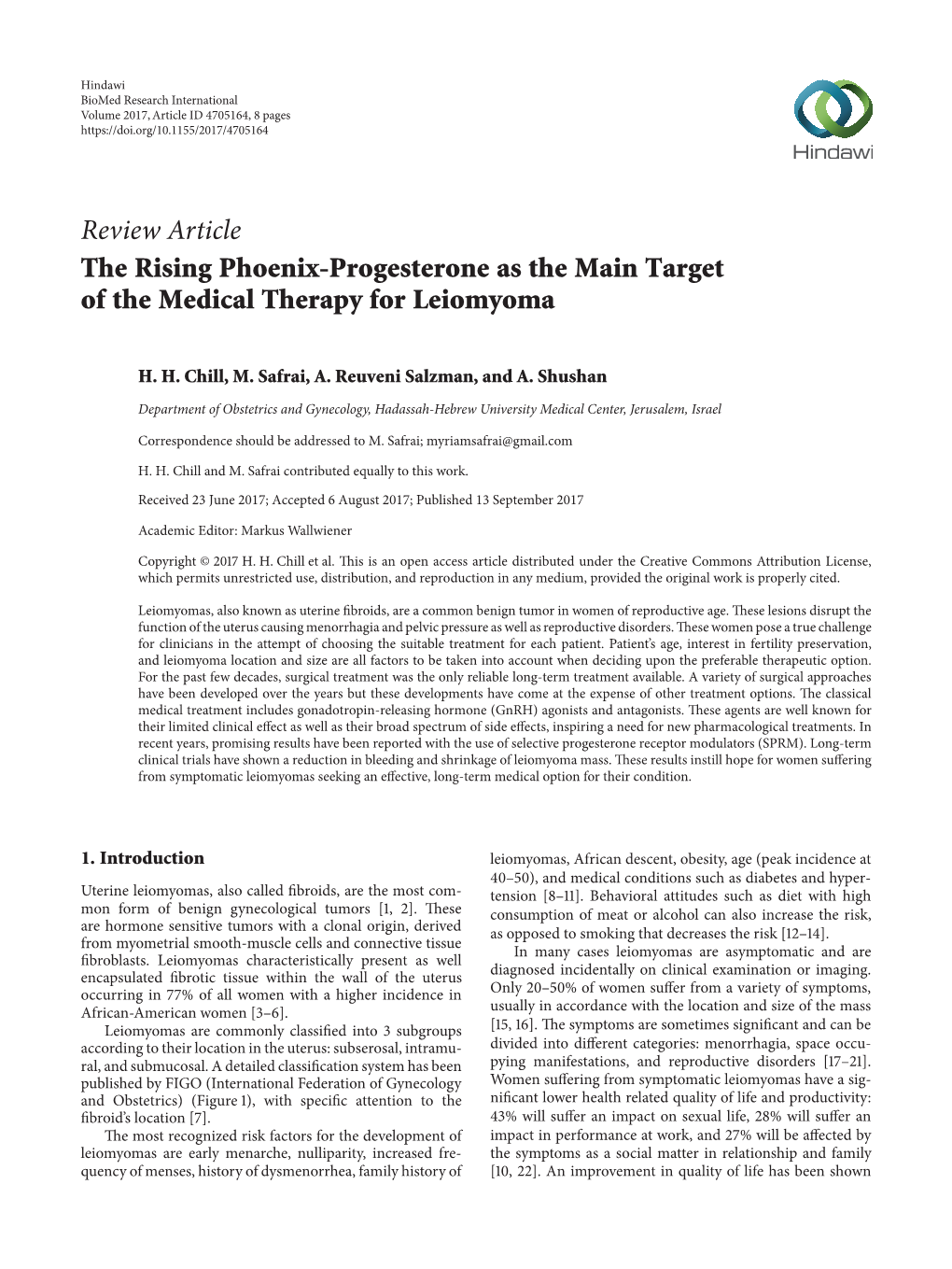 The Rising Phoenix-Progesterone As the Main Target of the Medical Therapy for Leiomyoma