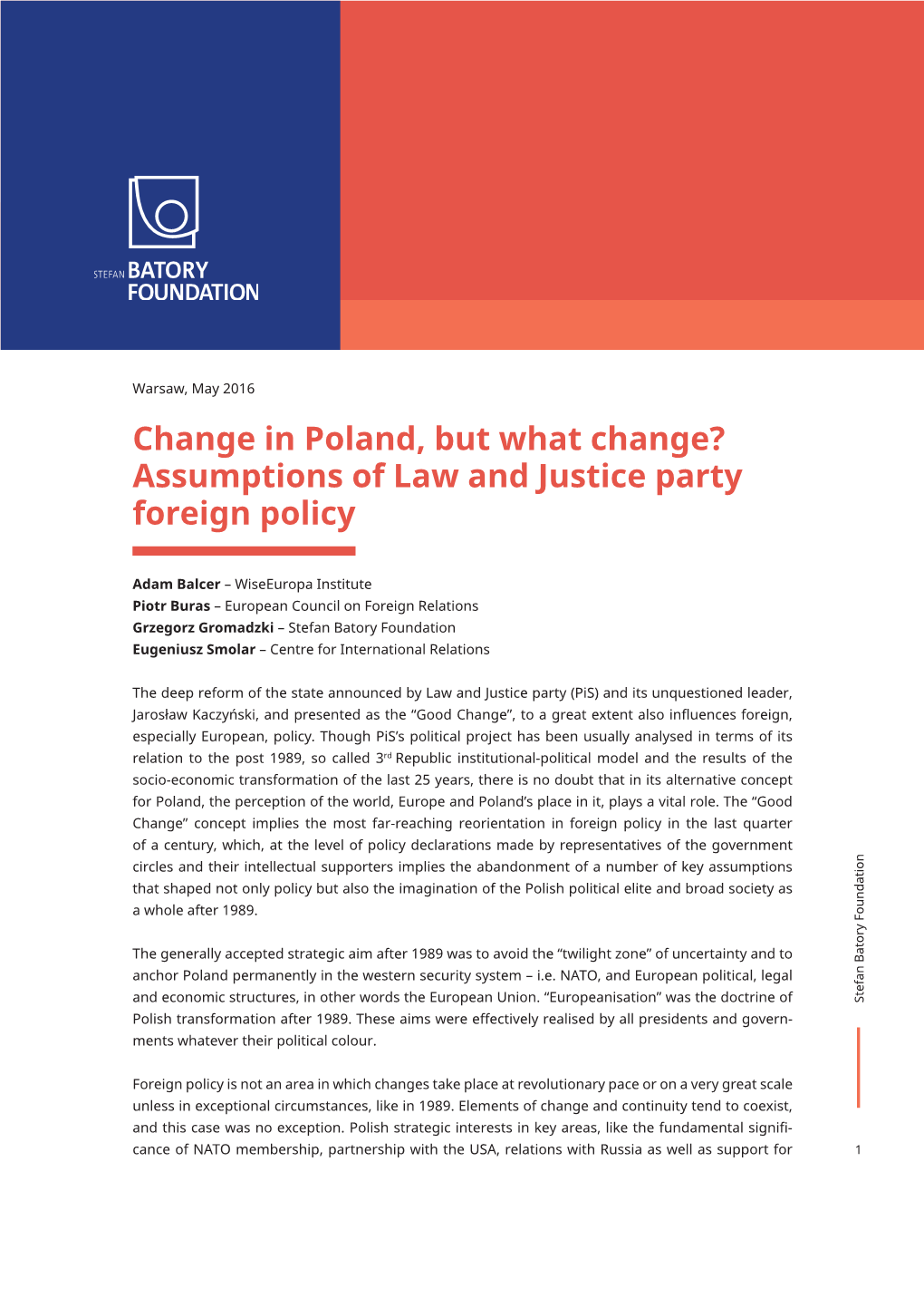 Assumptions of Law and Justice Party Foreign Policy