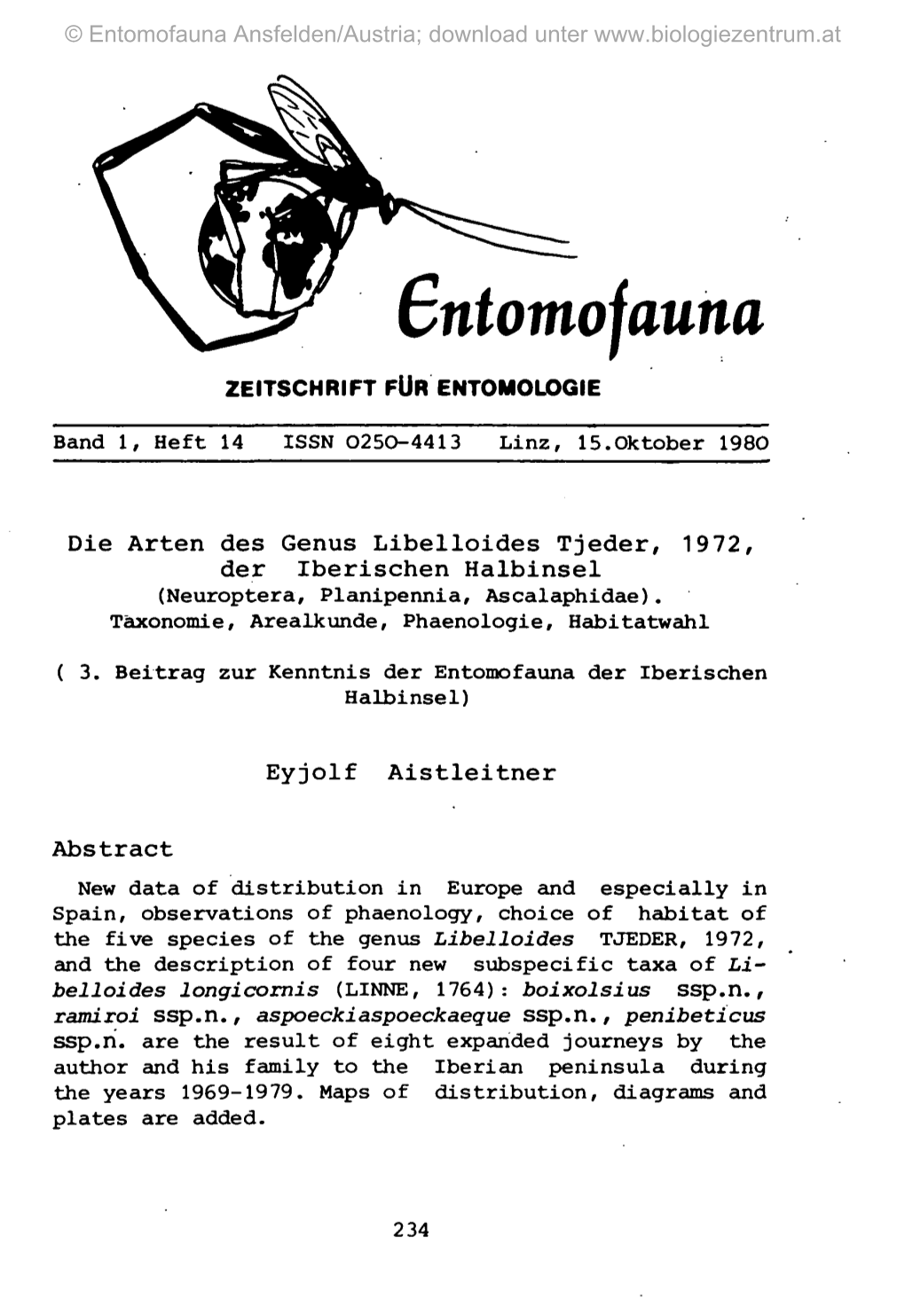 Bntomojauna ZEITSCHRIFT FÜR ENTOMOLOGIE