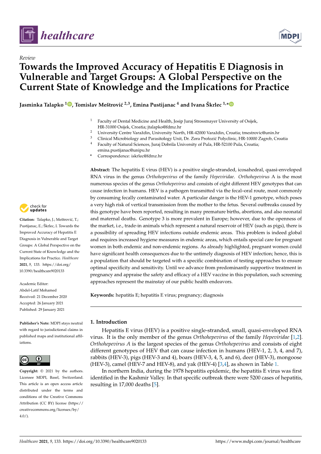 Towards the Improved Accuracy of Hepatitis E Diagnosis In