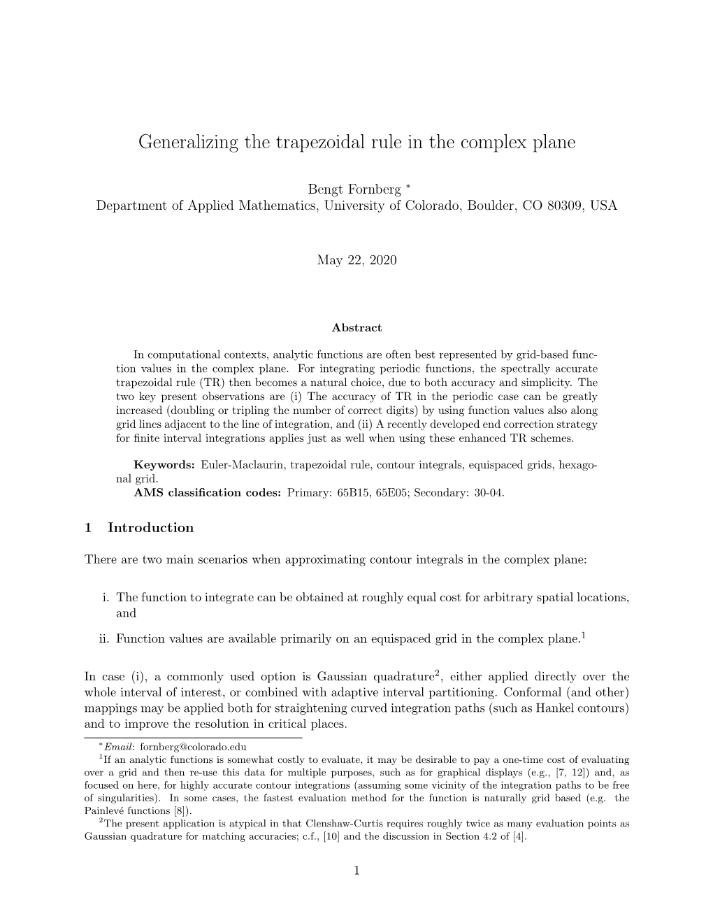 Generalizing the Trapezoidal Rule in the Complex Plane