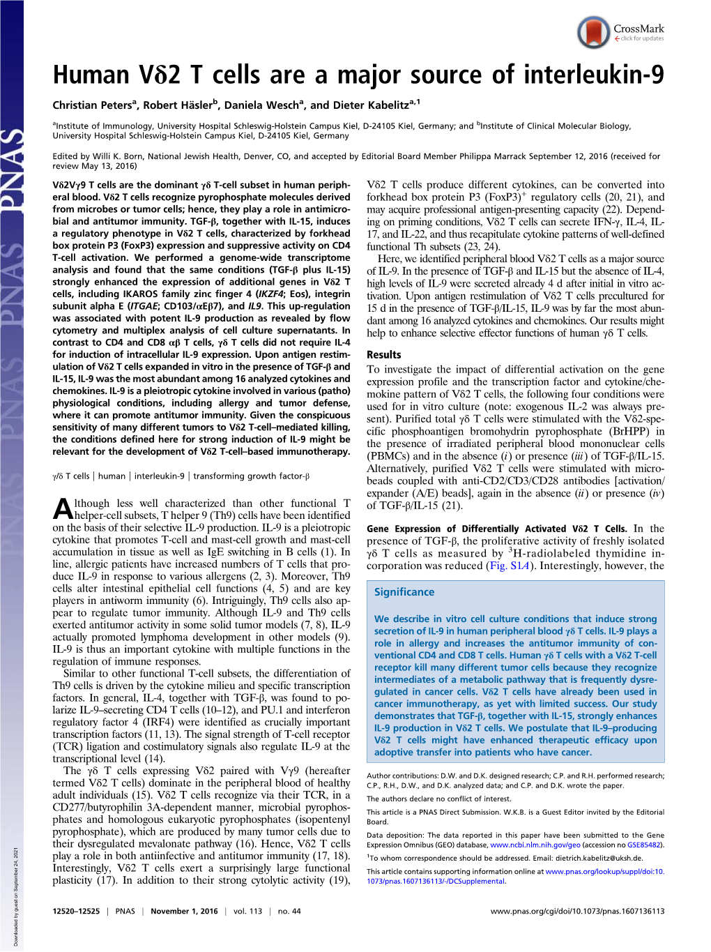 Human Vδ2 T Cells Are a Major Source of Interleukin-9