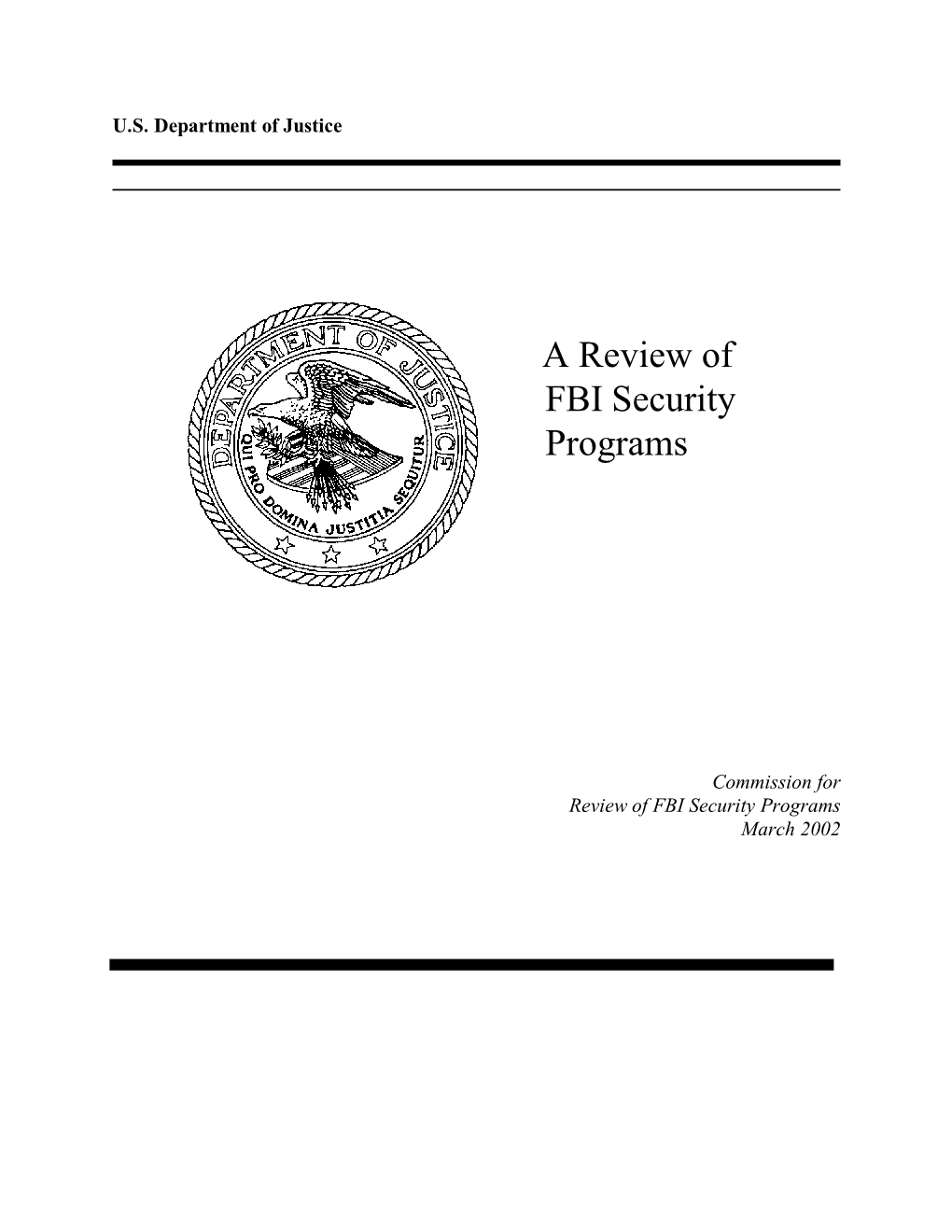 A Review of FBI Security Programs, March 2002