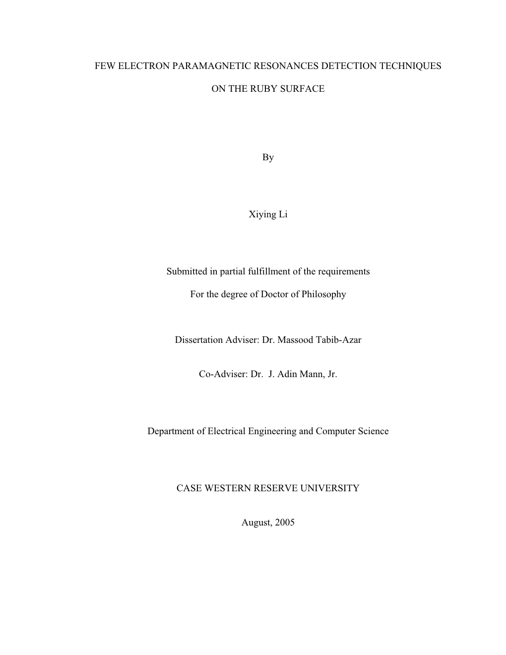 Few Electron Paramagnetic Resonances Detection On