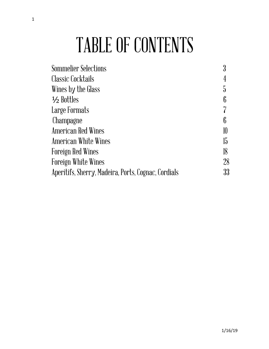 Table of Contents